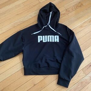 Puma Black Hoodie with White Logo and Drawstrings